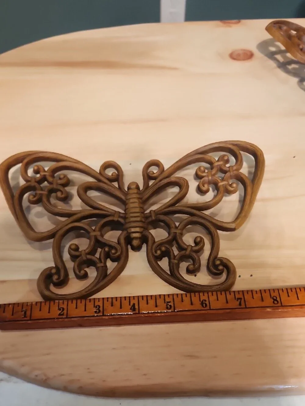Vintage MCM Homco Syroco Faux Wood Butterfly Wall Hangings